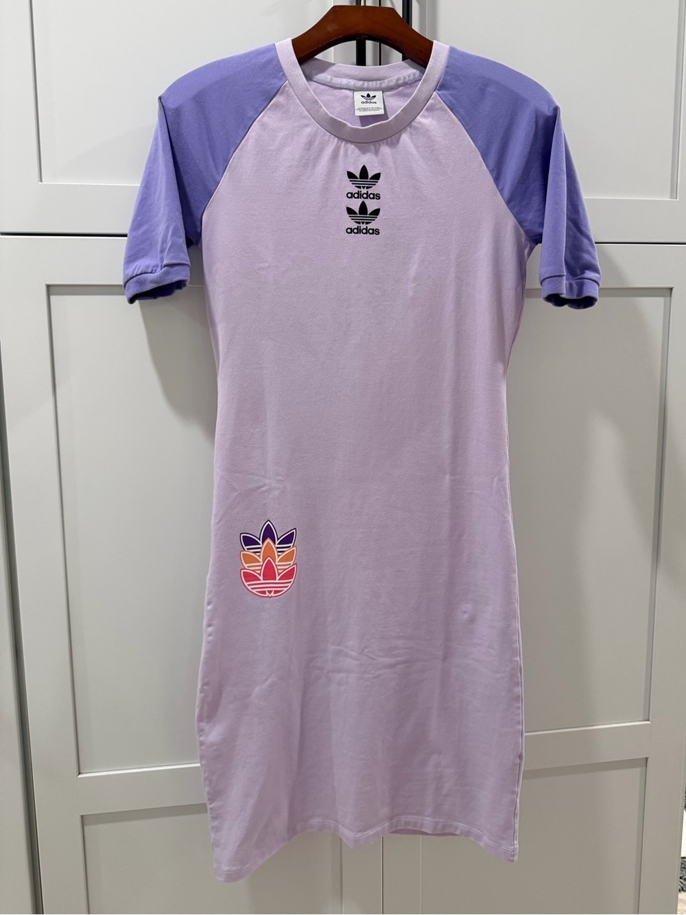 Adidas Originals Lilac Purple Trefoil T-Shirt Dress Small